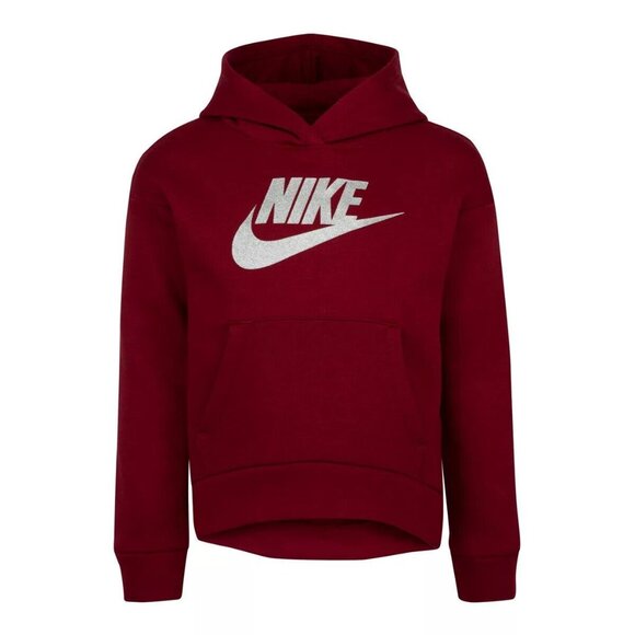 Nike Other - Nike Glitter Futura Fleece Logo Pullover Hoodie Pomegranate Girls Small (5 )